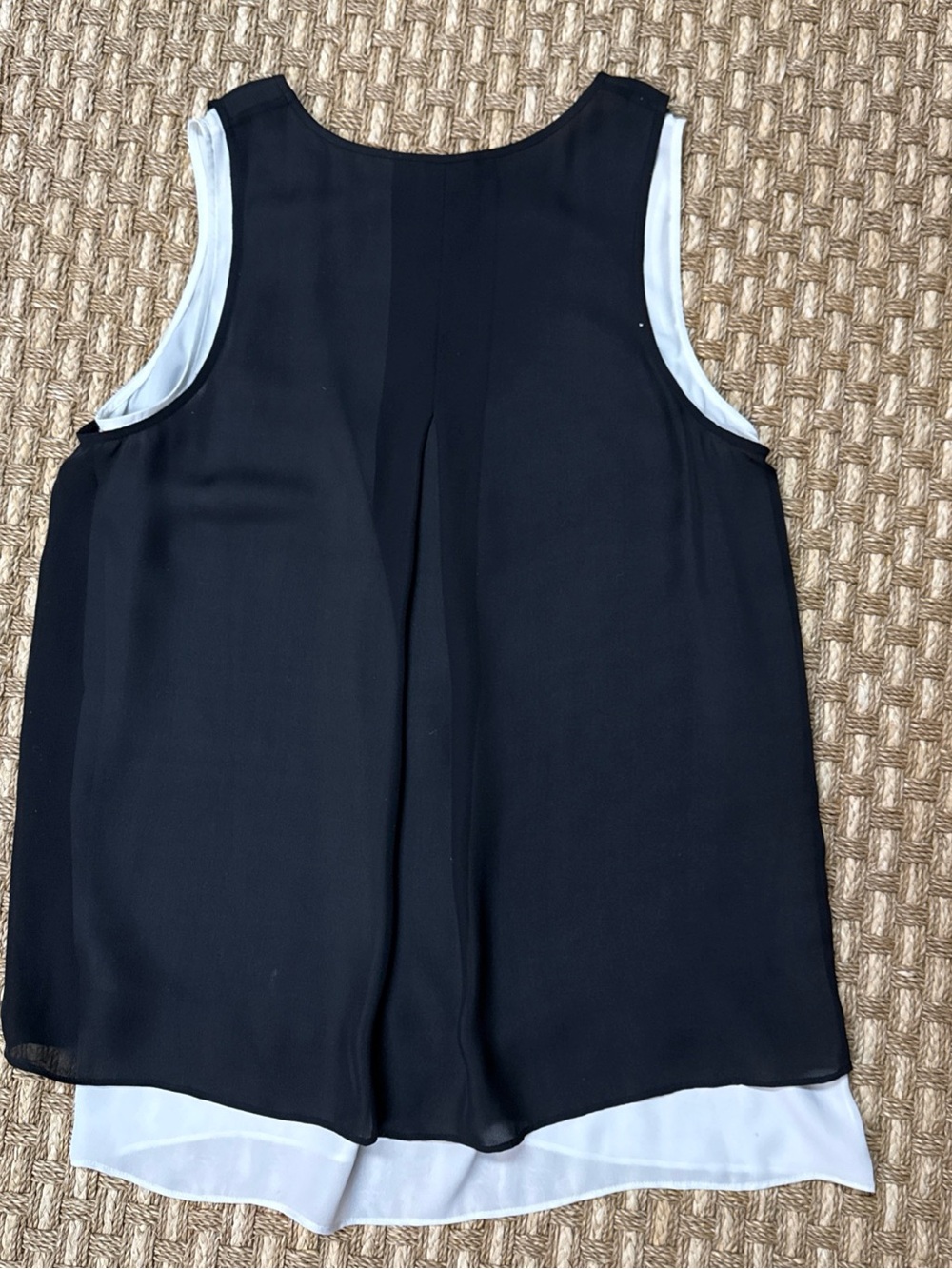 Vince Silk Tank Sheer Longline Double Layering Tunic Black White Women Sz L NWT - Picture 3 of 10